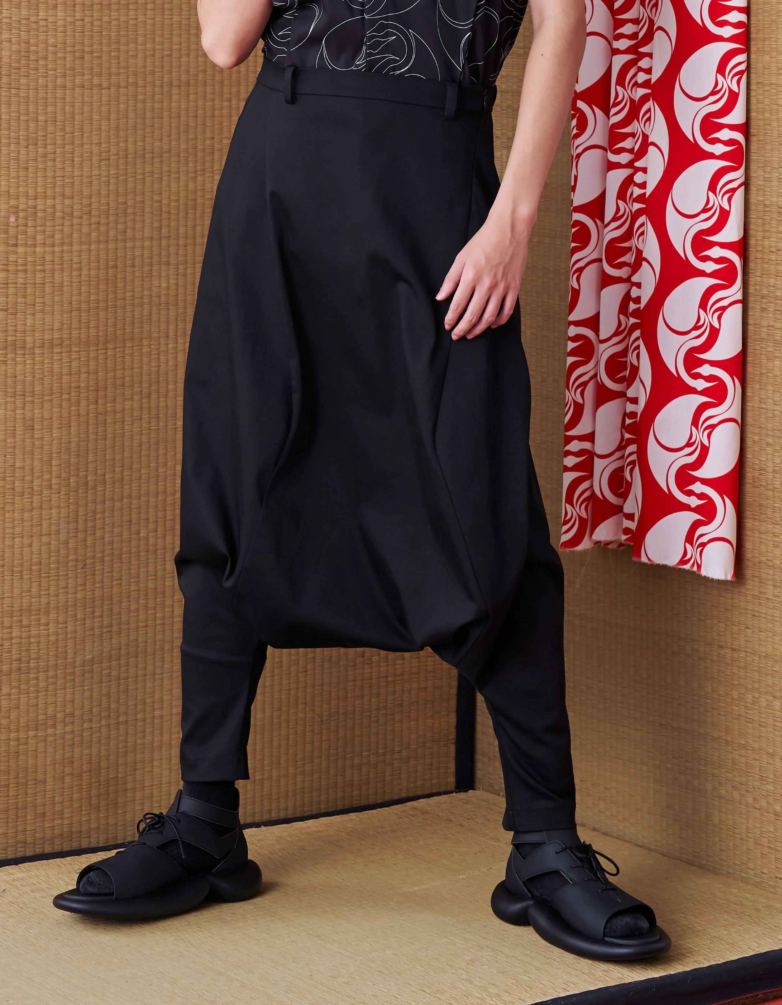 INF Deconstructed Pleated Japanese-Style Wide Shorts — INF